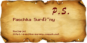Paschka Surány névjegykártya